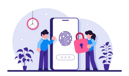 Finger Authentication Concept. Fingerprint screening security system, fraud detection, Biometric...