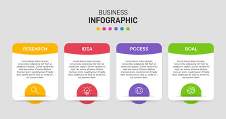 Infographic design with icons and 4 options or steps. Thin line. Infographics business concept. Can be used for info graphics, flow charts, presentations, web sites, banners, printed materials.の写真素材