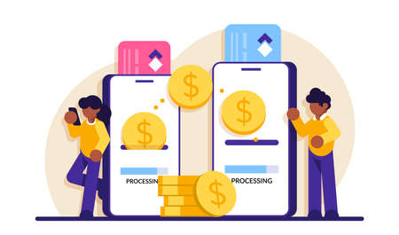 Mobile payment. Transfer money online. Phone transaction, business internet pay and digital banking....