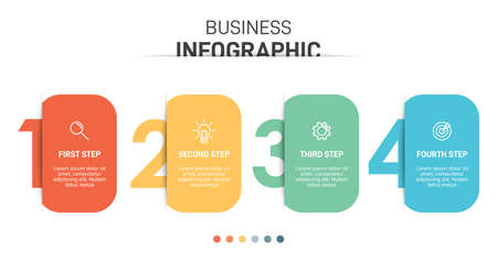 Infographic design with icons and 4 options or steps. Thin line vector. Infographics business concept. Can be used for info graphics, flow charts, presentations, web sites, banners, printed materials.のイラスト素材