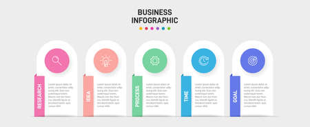 Infographic design with icons and 5 options or steps. Thin line vector. Infographics business concept. Can be used for info graphics, flow charts, presentations, web sites, banners, printed materials.のイラスト素材