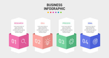 Infographic design with icons and 4 options or steps. Thin line vector. Infographics business concept. Can be used for info graphics, flow charts, presentations, web sites, banners, printed materials.のイラスト素材