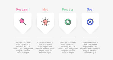 Infographic design with icons and 4 options or steps. Thin line vector. Infographics business concept. Can be used for info graphics, flow charts, presentations, web sites, banners, printed materials.のイラスト素材