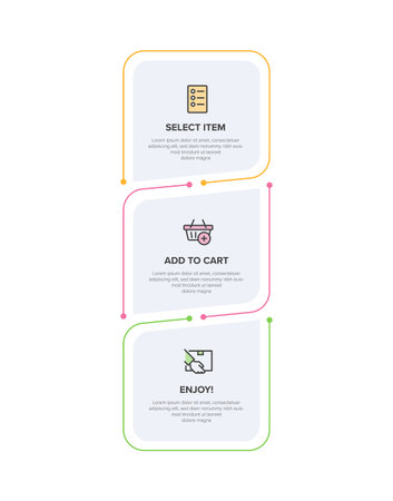 Vertical infographic design with icons and 3 options or steps. Thin line. Infographics business concept. Can be used for info graphics, flow charts, presentations, mobile web sites, printed materials.のイラスト素材