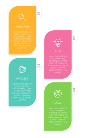 Vertical infographic design with icons and 4 options or steps. Thin line. Infographics business concept. Can be used for info graphics, flow charts, presentations, mobile web sites, printed materials.のイラスト素材
