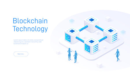 it is an isometric illustration of a blockchain technologyのイラスト素材