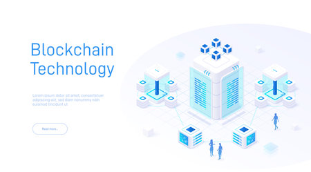 an isometric illustration of a blockchain technologyのイラスト素材