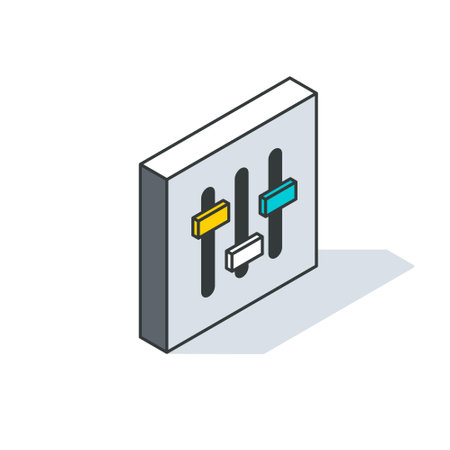 Isometric icon of control panel in electric blue on white backgroundのイラスト素材