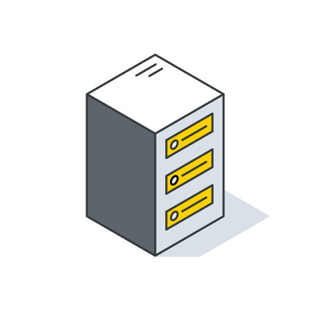 Server rack or tower. Unit of Data Center. Technology isometric outline object. Vector Illustration. 3d Icon.のイラスト素材