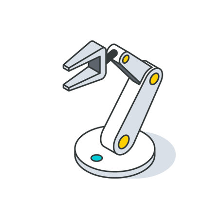Drawing of a robotic arm on white background, striking gesture in electric blueのイラスト素材