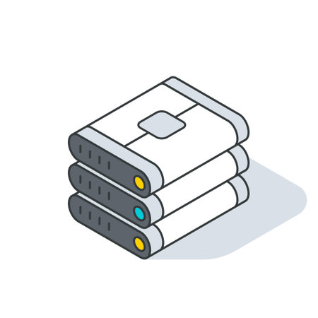 Server rack or tower. Unit of Data Center. Technology isometric outline object. Vector Illustration. 3d Icon.のイラスト素材