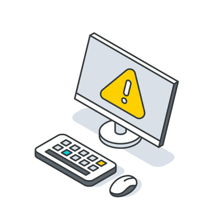 An output device displaying a yellow warning triangle symbolのイラスト素材