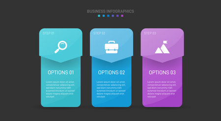 Progress bar featuring 3 arrow-shaped elements, symbolizing the three stages of business strategy and progression. Clean timeline infographic design template. Vector for mobile presentation.のイラスト素材