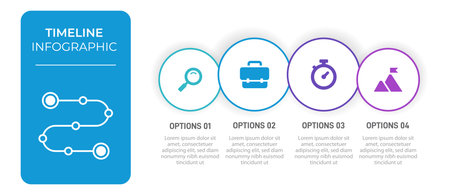 Progress bar featuring 4 arrow-shaped elements, symbolizing the four stages of business strategy and progression. Clean timeline infographic design template. Vector for mobile presentation.のイラスト素材