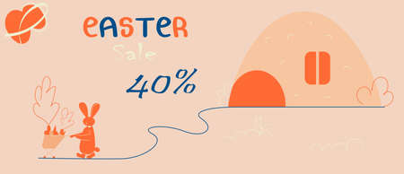 Easter banner, poster, greeting card. Modern minimal styleのイラスト素材