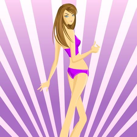 A sexy model showing the brand new design of bra and underwear.のイラスト素材