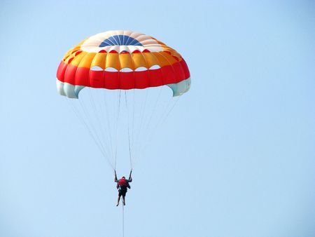 Parachuting - Parachute on blue skyの写真素材
