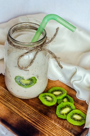 Homemade smoothies from fruit and vegetables for youの写真素材