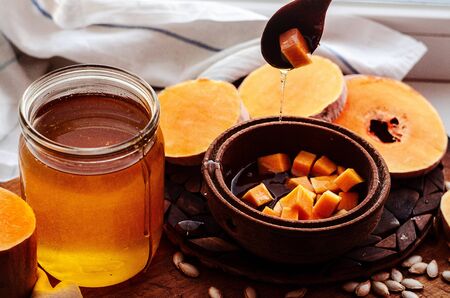 healthy food, and a very sweet pumpkinの写真素材