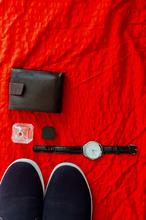 Men's Accessories. Preparation for exitの写真素材