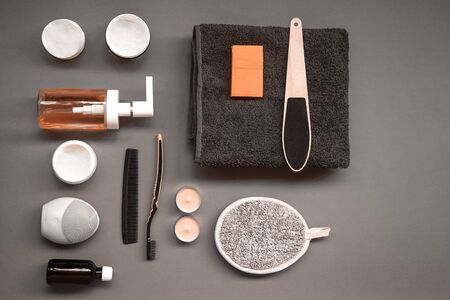 a la body cleaning. brushes, washcloth, soap, cream, comb, oil, everything you needの写真素材
