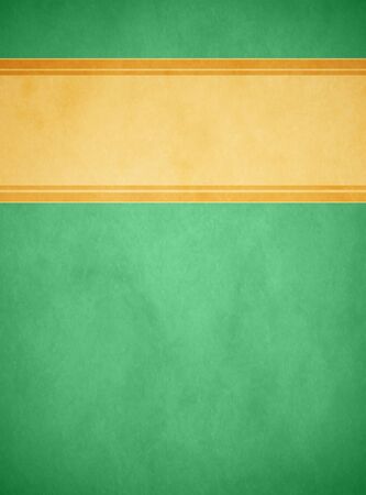 A light green parchment texture background with a textured gold banner having rich gold striped trim in portrait orientation.の写真素材