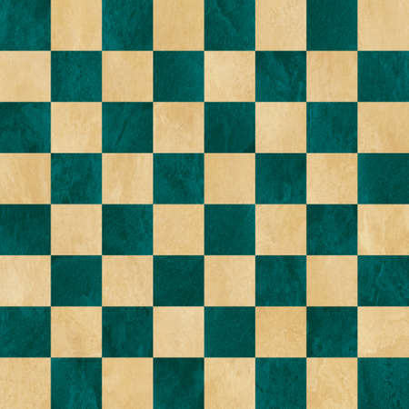 Turquoise and tan checkered chess board background. Polished marbled stone textured squares. Seamless.の写真素材