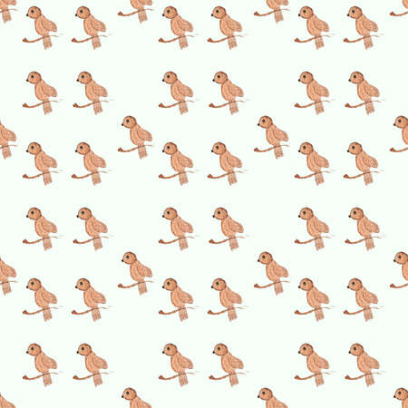 Brown birds on a branch on a light background