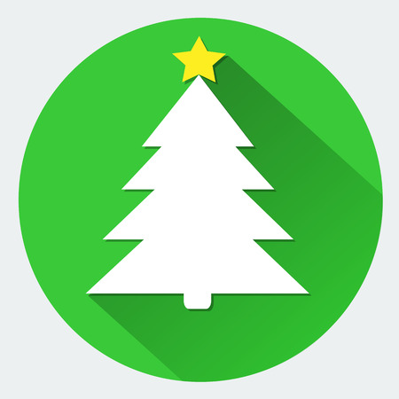 Christmas Tree icon on green button x\\のイラスト素材