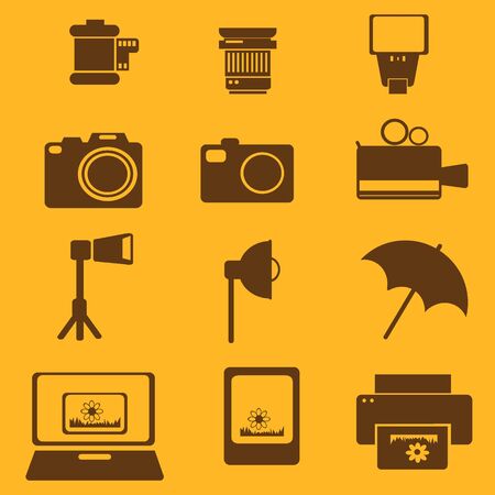 flash camera photo vector icon setのイラスト素材