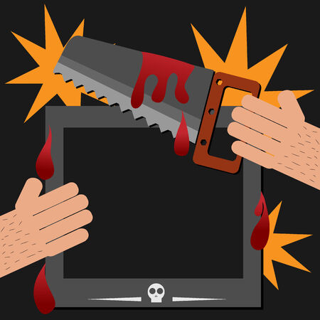 saw scary hand with blood cardのイラスト素材