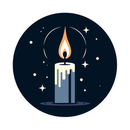 Burning Candle In The Dark Vector Illustrationのイラスト素材