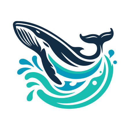 Whale Jumping in Ocean Vectorのイラスト素材