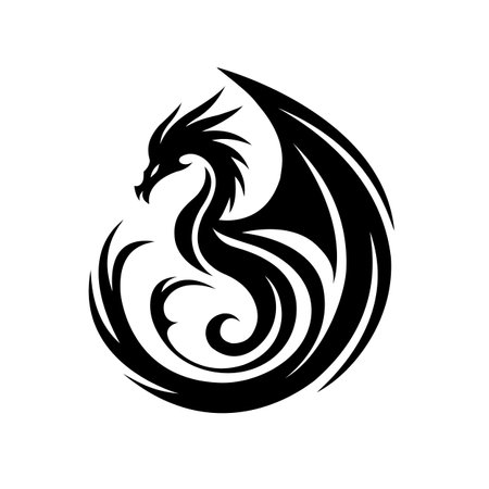 Dragon Silhouette Vectorのイラスト素材