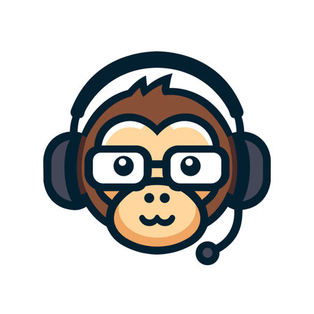 Monkey with Headphone Vectorのイラスト素材