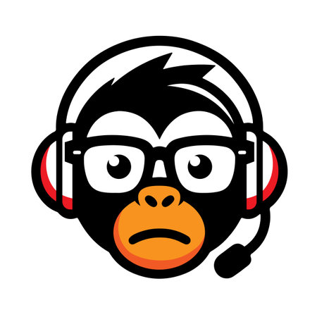 Monkey with Headphone Vectorのイラスト素材