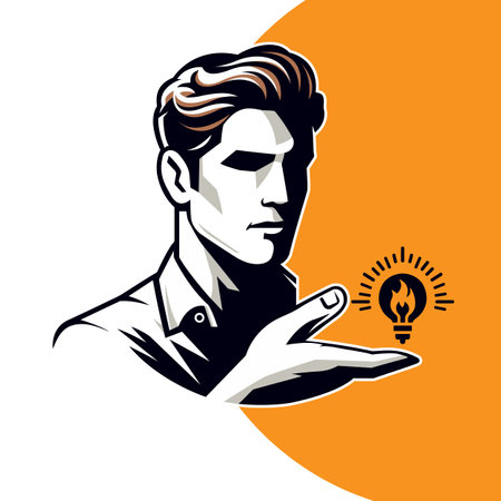 Illustration of a Person with a Idea Iconのイラスト素材