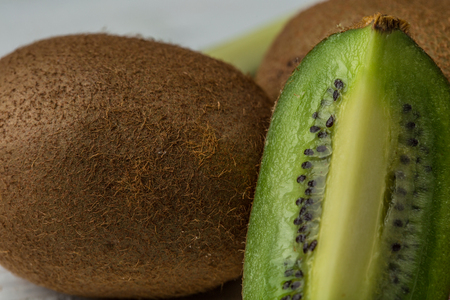 Fresh Kiwifruit or Chinese gooseberry closeup imageの写真素材