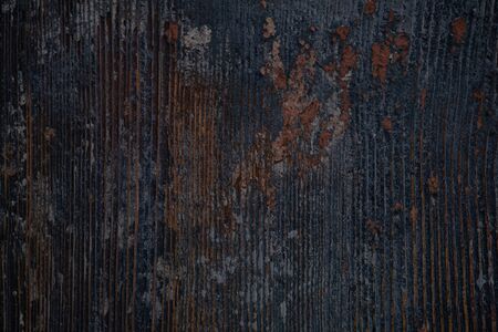 Vintage wooden dark blue horizontal boards. Front view with copy space.