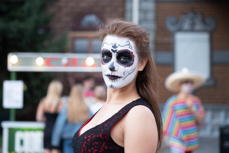 Kyiv, Ukraine, Santa Muerte Carnival, 20.07.2019. Dia de los Muertos, Day of the Dead. halloween....