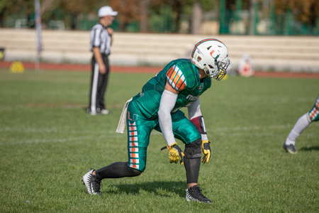 american football game with players at the stadium. american football competitions Stallions Kyiv -...