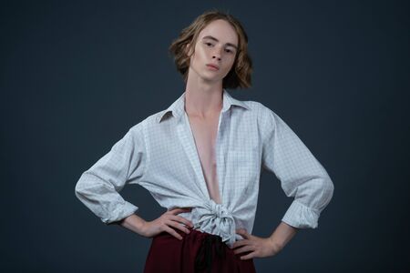 Portrait of a young attractive man. Androgyn model.