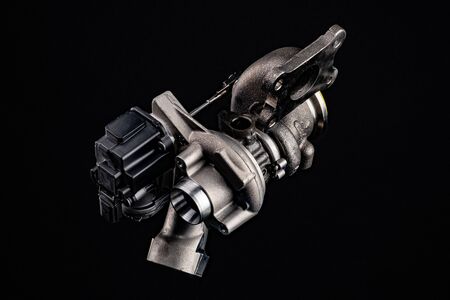 Spare parts for car on a car workshopの写真素材