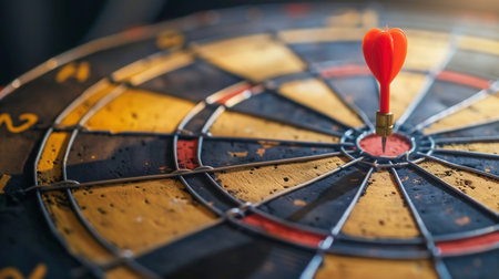 Business or success concept. Arrows aims at a dartboard target. Winning situation. Reach goal of success. Achievement concept. Business targetの素材