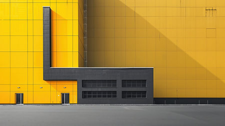 minimal modern of a nuclear power plant, yellow black grayの素材