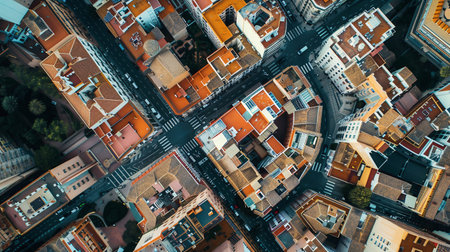 Abstract Backgrounds Aerials: unique urban views. View of the rooftopsの素材