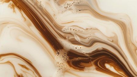 Chocolate milk with bubbles background and texture. Abstract Backgrounds Organic shapes milk coffee swirlsの素材