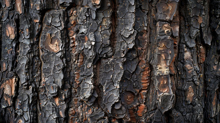Close up of the textured brown bark of tree.の素材