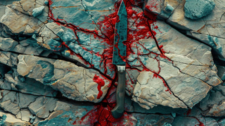 Closeup view old rough dirty messy human fear bandit man hand life felony assault. Sin scare hurt close up mess dirt wet fluid liquid flow pour blot dot spill splat smear grass night sceneの素材