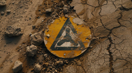 The entrance to the town. High radiation warning signs. Infected zone warningの素材